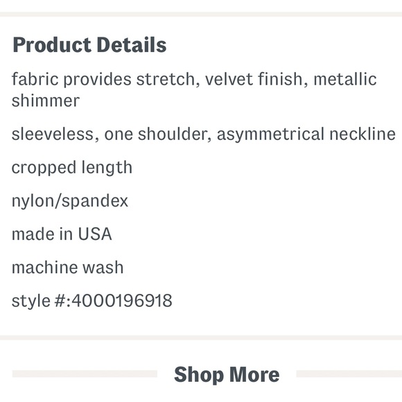 NWT, SUSANA MONACO, Women’s Velvet Shimmer One Shoulder Crop Top - Picture 3 of 3